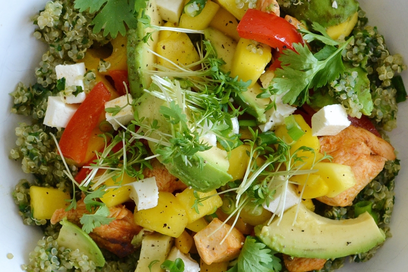 San Fran quinoa salade met kip en spinazie van Jamie Oliver